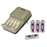 Hama Delta Slim Charger c/w 4 x 2500mAh AA Batteries