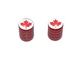 Canada Maple Leaf - Motorcycle Bike Bicycle - Tire Rim Schrader Valve Stem Caps - Red