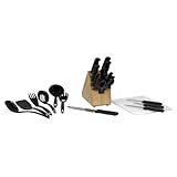 Chicago Cutlery Basics 25-Piece Knife Block Set with Black Handles