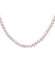 Sterling Silver 18in 7-8mm Purple Freshwater Cultured Pearl Necklace.