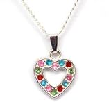 FJ01 - Pendentif en Forme de Coeur Multicolore en Argent Plaqu� sur Cha�ne de 40cmpar The Olivia Collection