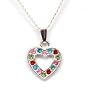 Silver Plated Multi Coloured Heart 16" Necklace By The Olivia Collection