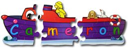 Childrens Toyshop  Toys : Personalised Shaped Named Jigsaws - Happy Tugboat Jigsaw