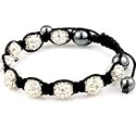 Utopia Bracelet Cristaux- unisexe - 9 perles cristal Swarovski 11mm - 2 perles h&eacute;matite, r&eacute;glable de 15cm - 25cm