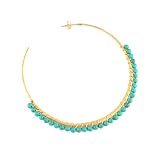 Large Blue Turquoise & Yellow Gold Plated Hoop Earrings