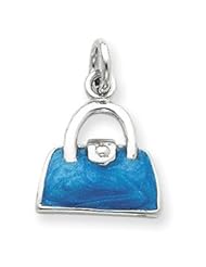 Sterling Silver Enameled Blue Purse Charm QC3961"