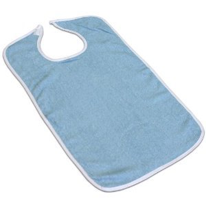 6 Terry Adult Bib with Velcro Closure (Blue, Yellow, White)