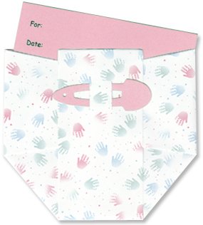 Diaper Baby Shower Invitations - Baby Hands with Pink