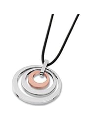 Amalfi™ Stainless Steel Circle Pendant on 17" Black Cord