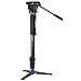 Benro A48FD Classic Aluminum Video Monopod, 3-Leg Base and S4 PRO Flat Base Fluid Video Head, Payload 8.8 lbs