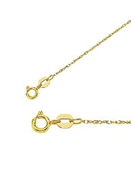 16" 14K Yellow Gold Polished Diamond Cut Carded Pendant Rope Chain w/ Spring Ring Clasp
