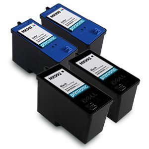4 Pack (2BK,2C) Remanufactured DELL (Series 9) MK992 Black and MK993 Color Ink Cartridges for DELL 926, V305, V305W Printers