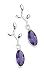 Elements Sterling Silver Ladies E2743M Purple Crystal Leaf Drop Stud Earrings