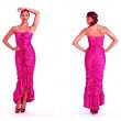 New Sexy Unique Long Formal Ruffle Satin Stretch Dress