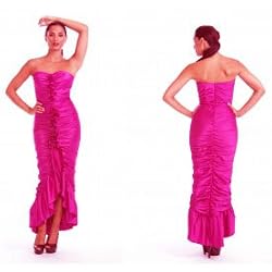 New Sexy Unique Long Formal Ruffle Satin Stretch Dress