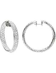 18K White Gold Pair 8 1/2 Ct Tw Diamond Inside-Outside Hoop Earrings