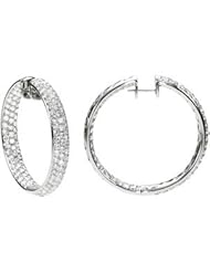 CleverEves 18K White Gold Pair 8 1 2 Ct Tw Diamond Inside-Outside Hoop earrings