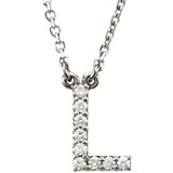 14k White Gold Diamond L Alphabet Initial Letter Necklace (GH Color, I1 Clarity, 1/10 Cttw)