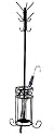 Black Metal Coat & Hat Rack With Umbrella Holder