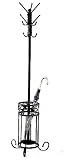 Black Metal Coat & Hat Rack With Umbrella Holder