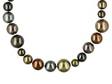 10-14MM ENHANCED GREEN BLUE BRONZE CHOCOLATE BLACK CULTURED MOTHER OF PEARL VERMEIL NECKLACE