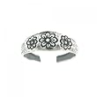 Ladies Triple Flower Adjustable Toe Ring in Sterling Silver
