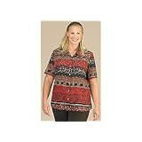 Misses Alia Tribal Stripe Short Sleeve Blouse at Alia