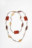 Carnelian, Yellow Jade and Silver Beads Necklace with Leather From the Amazonas Collection By Mauricio Serrano Jewelry
