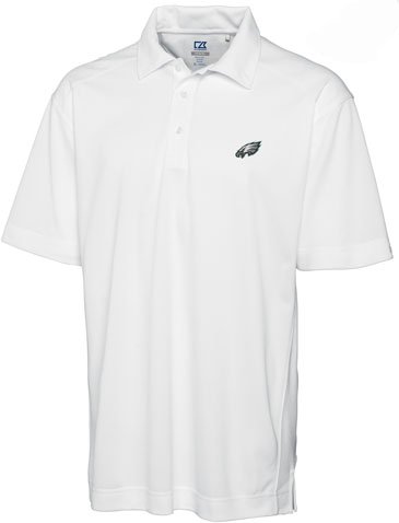 NFL Philadelphia Eagles Men's Drytec Genre Polo Knit Short Sleeve Top, White, XXX-Large