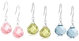 Sterling Silver Pink, Light Blue & Yellow Cubic Zirconia Earring Set