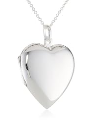 Silvertone Polished Heart Locket Pendant Necklace, 18"