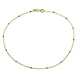 14 Karat Yellow Gold With Blue Enamel Accents Anklet