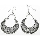Silver Dangle Earring Indian Style 2.25 inches