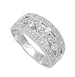 Sterling Silver Rhodium Ring with Clear CZ - Size: 6-8