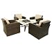 Whitestores - Cleveland Lounge Set with Firepit - Noir Rattan