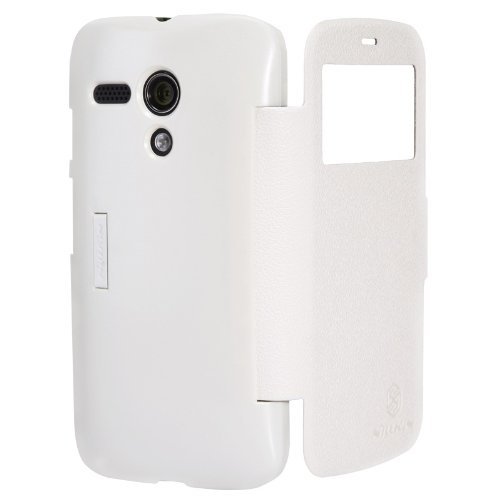 Unismart® Nillkin Fresh Quick View Window Side Flip Pu Leather Cover Pc Hard Case Shell Compatible for Motorola Moto G X1032 (White)
