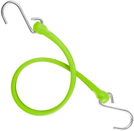 The Perfect Bungee 19-Inch Easy Stretch Strap with Stainless Steel S-Hooks, Safety Green