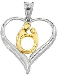 Heart Shaped Mother And Child Pendant Sterling Silver/10K Yellow 68314