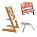 Stokke Tripp Trapp High Chair, Cushion, and Baby Rail - Cherry with Red Stripe