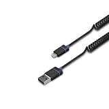 iLuv iCB261BLK Premium Coiled Charge/Sync Cable with Lightning Connector for Apple iPod touch 5th Gen and iPhone 5