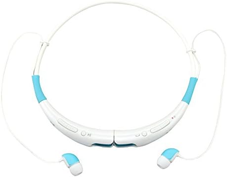 ActionFly Universal HBS-740 Wireless Stereo Bluetooth 4.0 Headset Universal Vibration Neckband Style Headset Earphone Headphone For Cellphones Enabled Bluetooth (White-Blue)