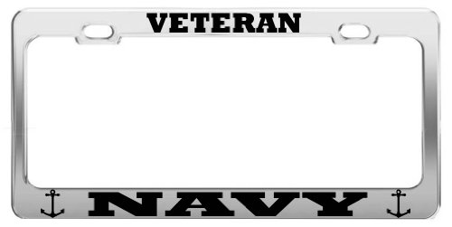 VETERAN NAVY UNITED STATES U.S. ARMY STEEL LICENSE PLATE FRAME TAG HOLDER