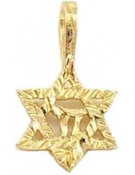 Star of David & Chai Charm 14k Gold 14.5mm