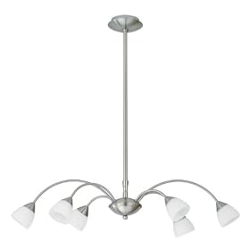 Eglo 83593A Lavida, Nickel Frosted/Opal, 6-Light Pendant Light Fixture
