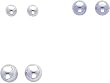 14K White Gold Set of 3 Pairs Ball Stud Earrings New