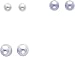 14K White Gold Set of 3 Pairs Ball Stud Earrings New