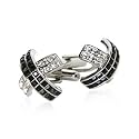 Silver Black Crystal Cross Cufflinks with Presentation Box