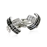 Silver Black Swarovski Crystal Cross Cufflinks with Presentation Box