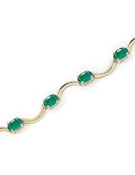 14kt Yellow Gold Oval Emerald Bracelet.