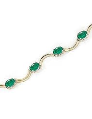 10kt Yellow Gold Oval Emerald Bracelet.